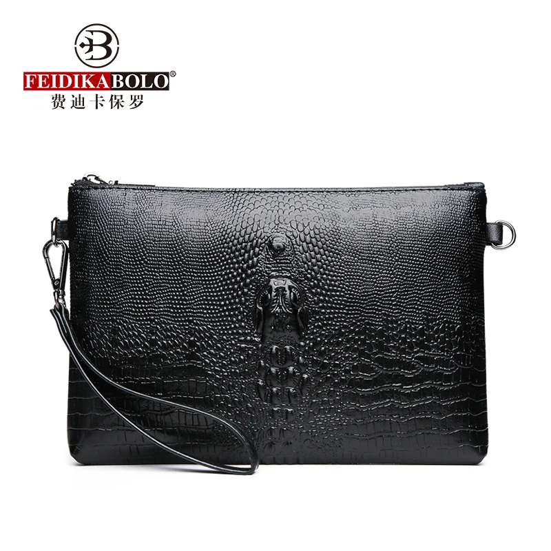 Embossed Crocodile Pattern Long Fashion Men's Clutch Classic Business Bag Personalized Mobile Phone Change Card Package