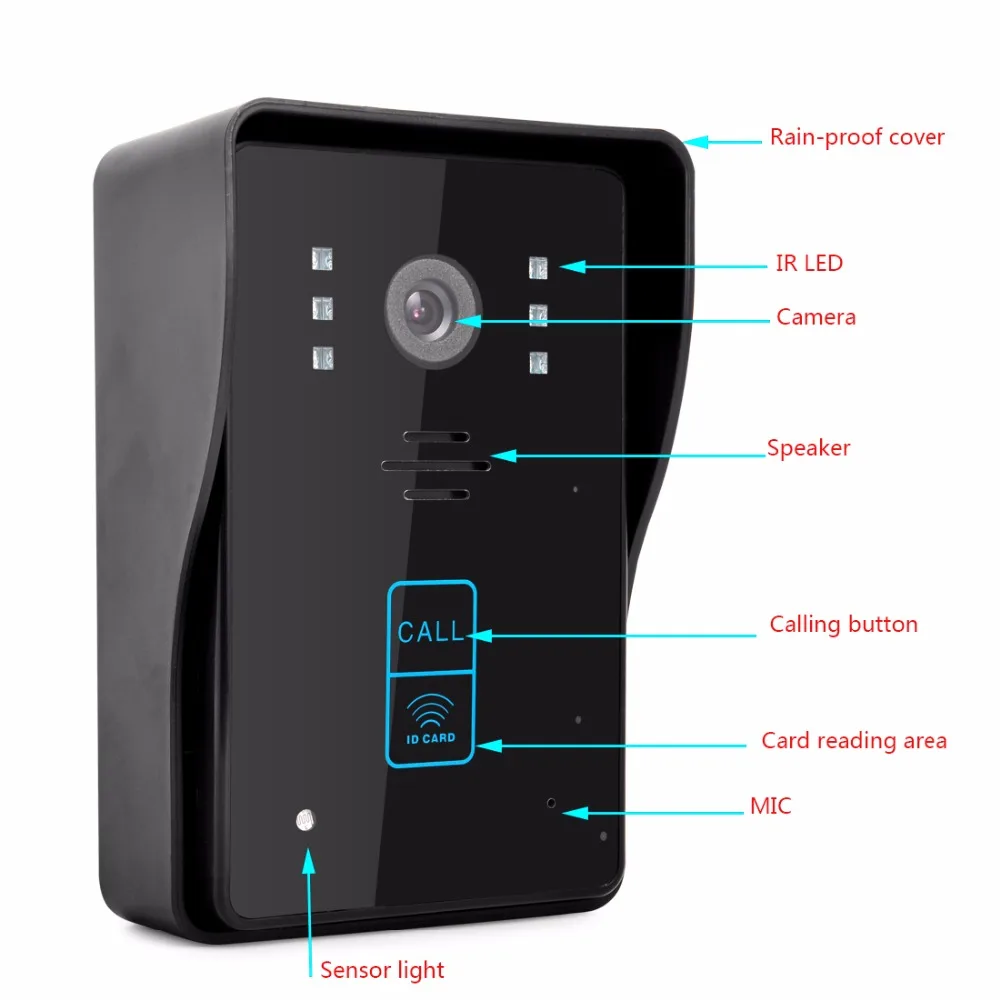 SmartYIBA-visiophone 1 ~ 3 maisons, écran 7 pouces TFT LCD, interphone vidéo avec carte d\'identité RFID 5 pièces