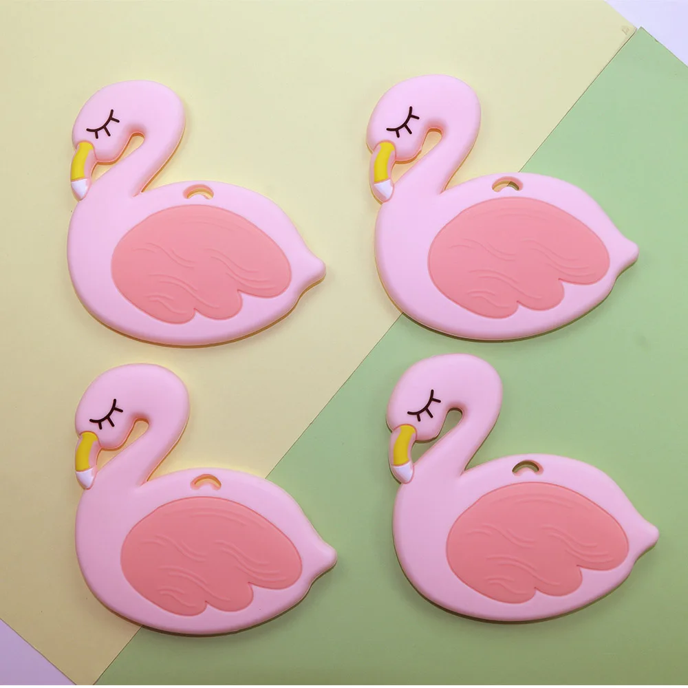 Joepada 1PC Swan kulki silikonowe Flamingo silikonowe gryzak koralik łabędź dla DIY naszyjnik na ząbkowanie dla dziecka Food Grade zabawka gryzak