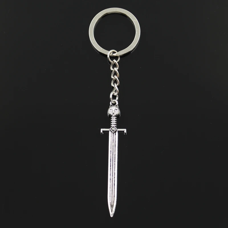 New Fashion Keychain 66x15mm Sword Cat Bronze Silver Color Pendants DIY Men Jewelry Car Key Chain Ring Holder Souvenir For Gift