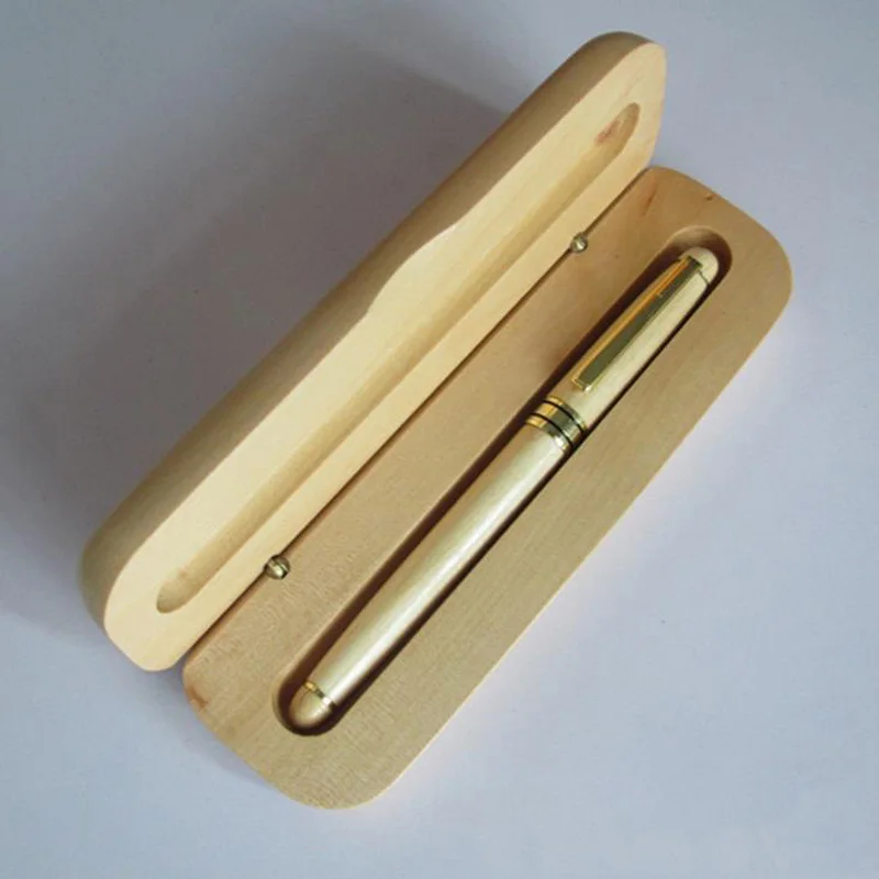 

Luxury Handmade Maple Fountain Wooden Pen Box as Festival Gift Stainless Steel Nib 0.5mm for Bussiness &School