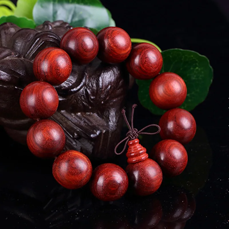 Unisex Natural Rosewood Bracelet Tibet Buddhist Prayer Big Beads Mala Bracelet Buddha Charm Bangle For Men Women Jewelry