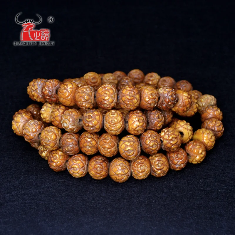 30PCS Yak Bone Handmade Carved Bead Necklace DIY Scatter Beads Antique Beads for jewelry making 8/10/12mm Hole 1.5mm