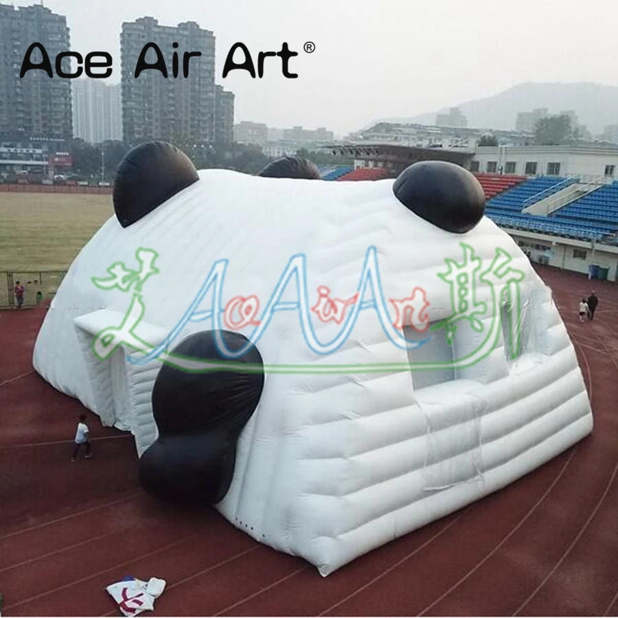 Tenda de cúpula modelo de desenho animado gigante inflável pandas/ursos anunciando tendão de cúpula de desenho animado para eventos