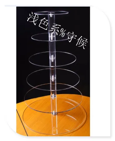 

Free Shipping!Circle Round Clear 6 Tier Acrylic Wedding Cake Stand Cupcake Display Stand For Birthday Party party decoration