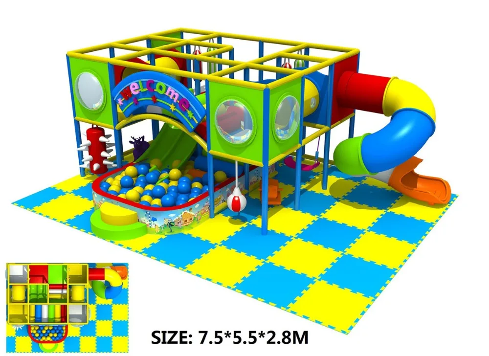 Designed for American Customer Colorful Indoor Soft Playground With Spiral Tube Slide HZ-8822