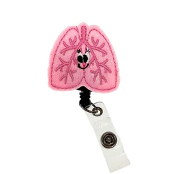 1pcs 10pcs Free Shipping Cute Respiratory Therapist Lung Retractbale Badge Reel Felt RT ID Name Badge Holder