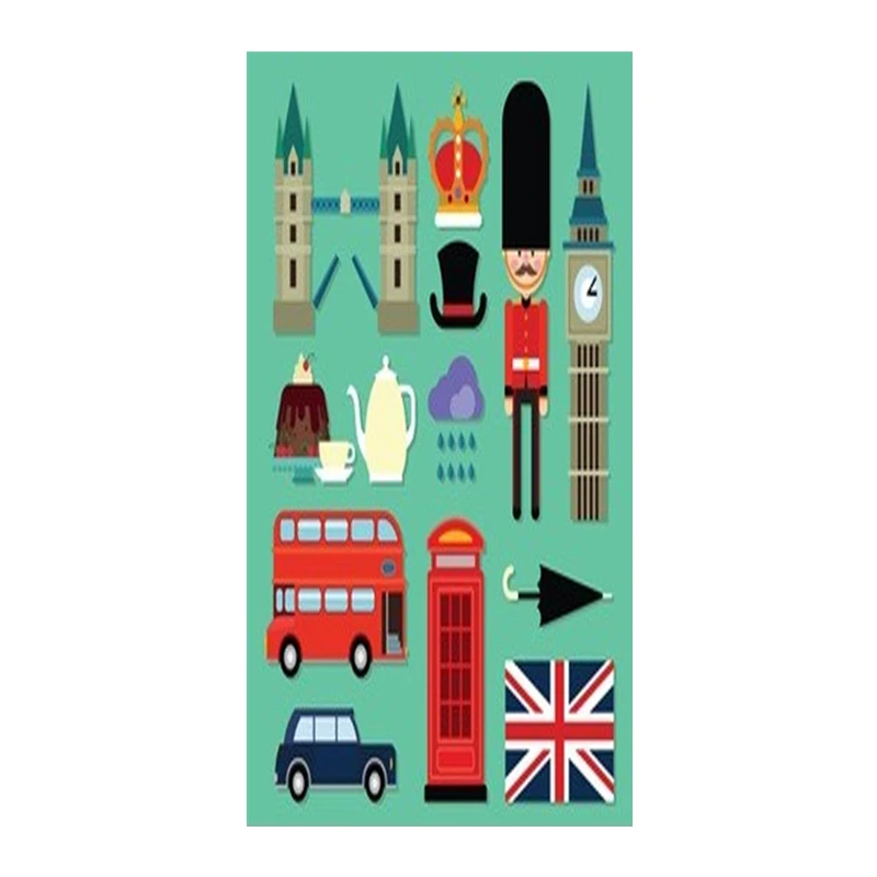 Retro Vintage British UK Symbols Stamps Kitchen Towels Old Landmarks Union Jack Flag Bathroom Travel Swimming Sport Towels Gifts