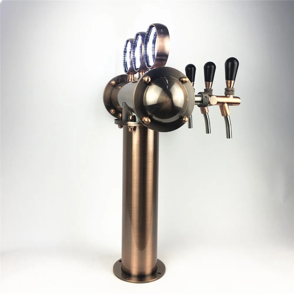 T Shape Bronze Beer Tower with 3 Taps