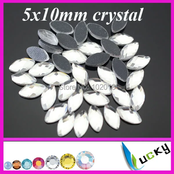 Free shipping 2014 new design navette hotfix strass rhinestones !288pcs 5x10mm boat shape crystal color for heat transfer