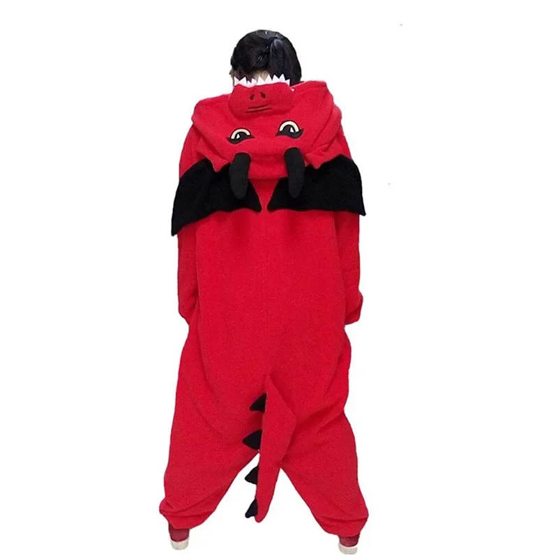 New Adult Animal  red dragon Cosplay Pajamas  Onesie Sleepwear Costume