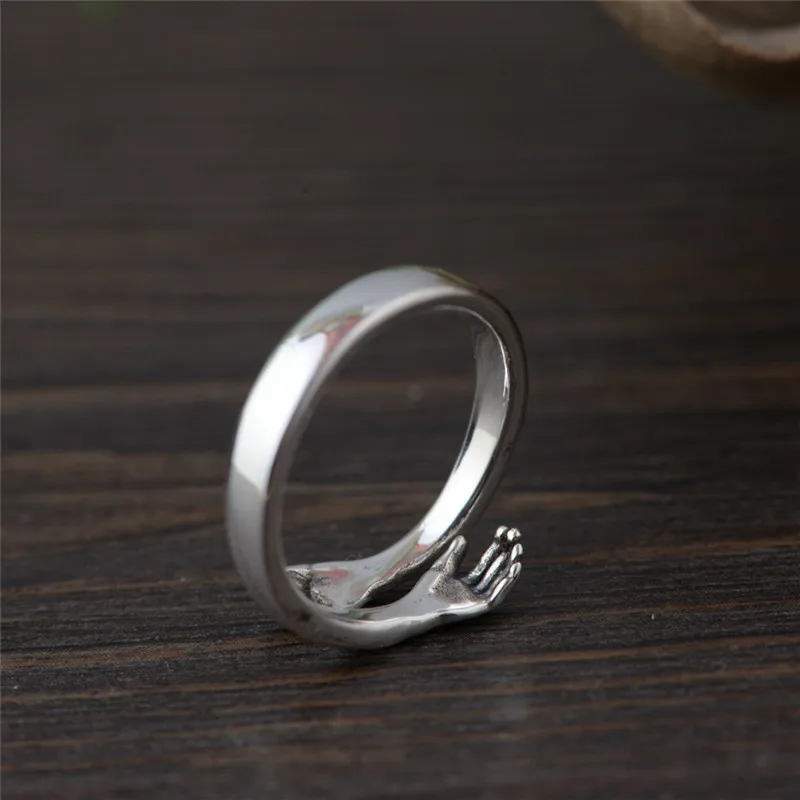 Tigrade Solide 925 Sterling Silber Arm Umarmung Offene Ringe für Frauen Männer Geschenk Sterling Silber Ring Resizable Einfache Mode Schmuck – Detail 7