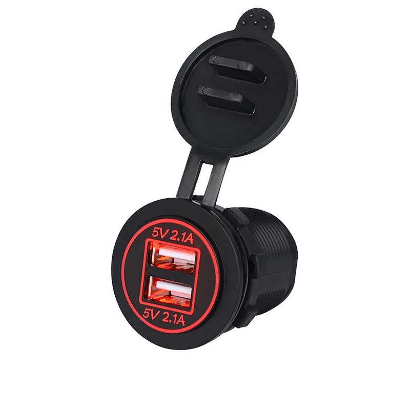 USB 3.0 Fast Charging Connector 12V to 5V 12-24V Charger Motorcycle Dual Socket Charger Adapter Outlet Power Light With LED Lamp image 4