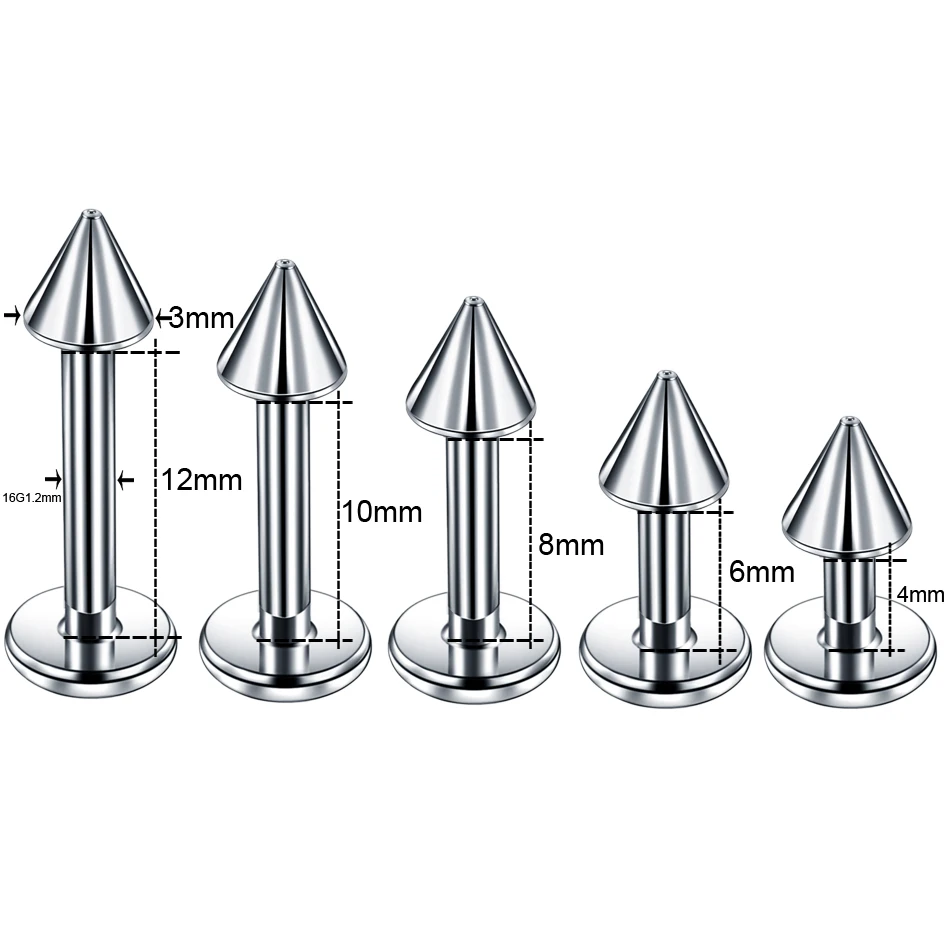 1PC G23 Titanium Spike Labret Piercing Lip Monroe Stud Nose Orelha Ear Cartilage Tragus Helix Piercing Punk Body Jewelry 16G