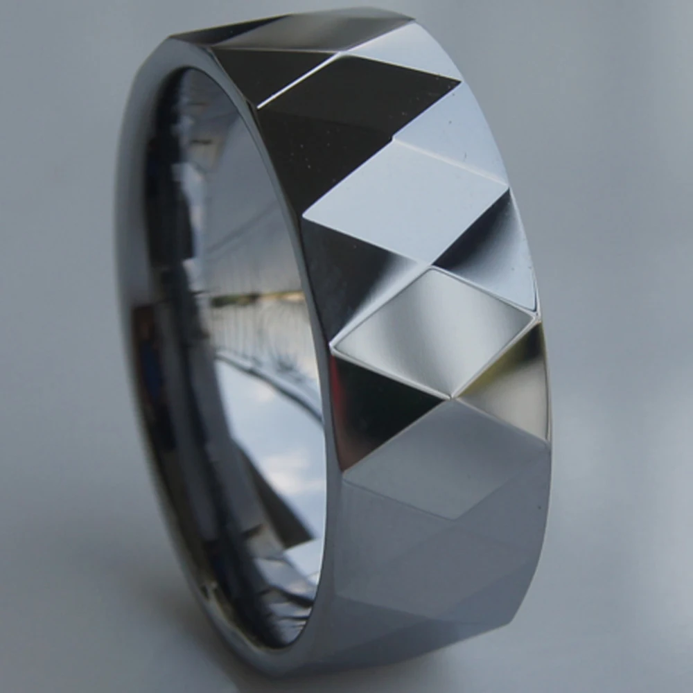 8mm cool facet  hi-tech scratch proof wedding tungsten ring