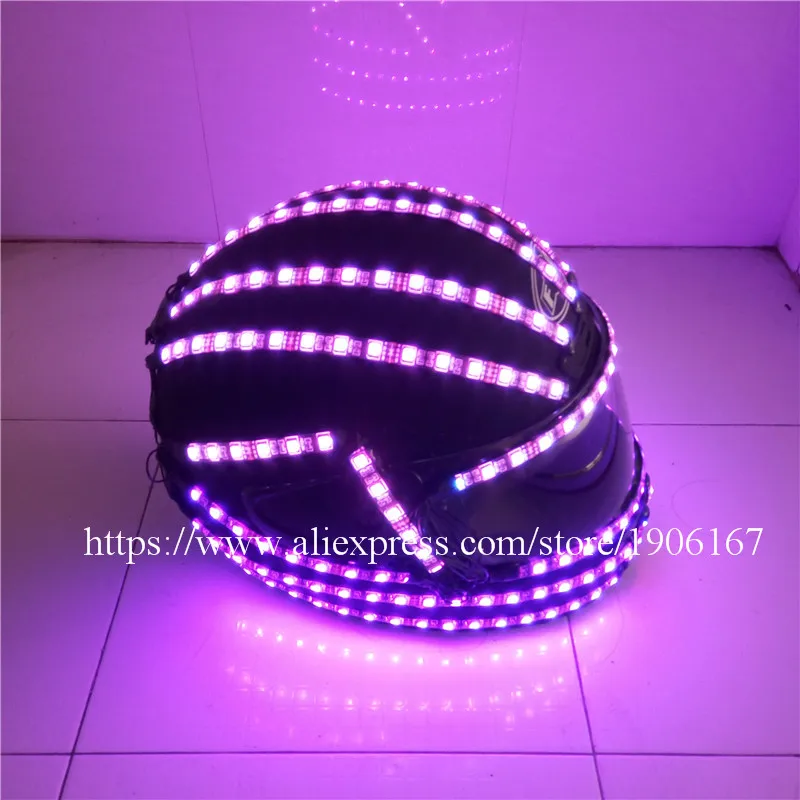 Newest RGB Led Growing Flashing Helmet Colorful LED Luminous Robot Helmet Halloween Christmas party Dancing Bar DJ Headwear