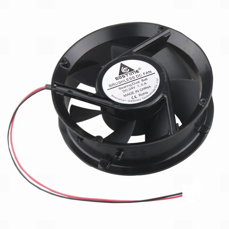 1 pcs Gdstime 172mm x 51mm Ball Bearing High Airflow 50mm Metal DC Cooling Fan 24V 2Pin 17cm Circle Cooler 172x51mm 17251