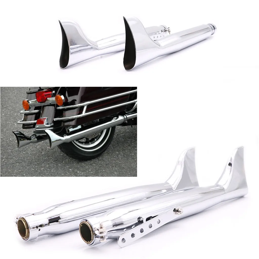 2 szt. Tłumiki tłumik wydechowy typu Fishtail wsuwane na tłumiki do motocykla Harley Touring uniwersalne