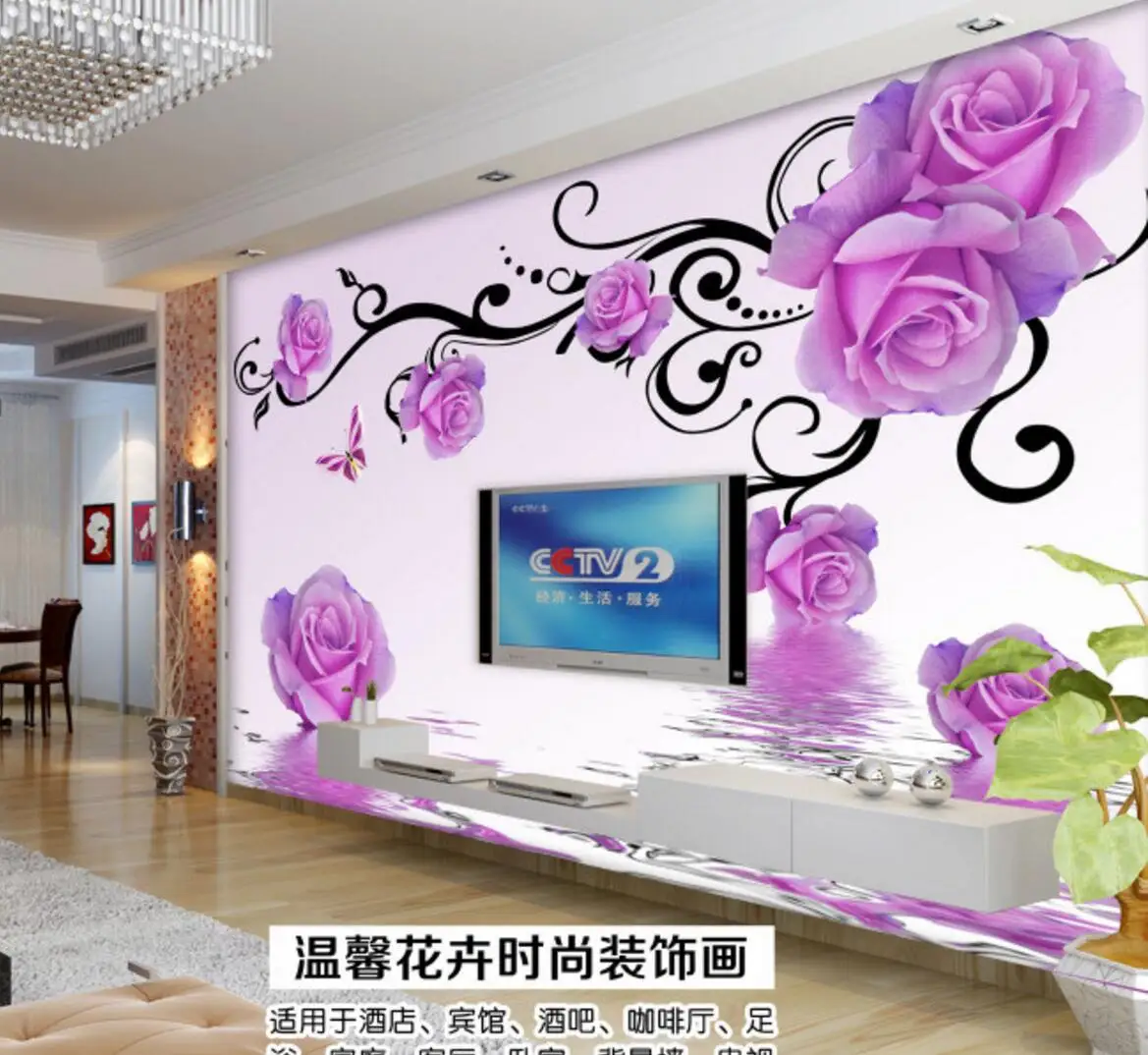 

3d stereoscopic wallcovering rose floral paper for children's room living paper decor landscape flower murals