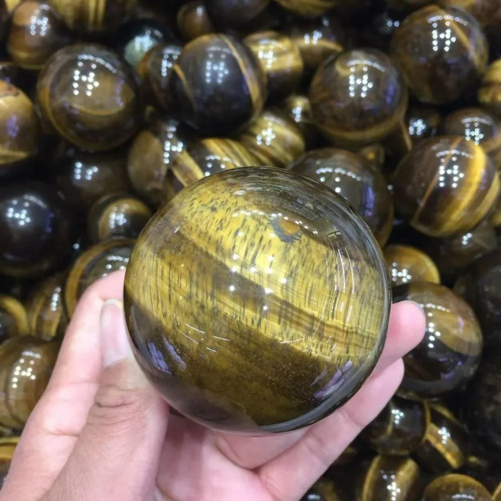 

about 60mm beautiful Natural yellow tiger eye Crystal gemstone sphere reiki healing magical power stone ball for home decor