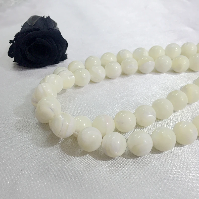 9-10MM 1Strand/Pack 39Pcs Round 100% Natural Mother of Pearl Shell Loose Strand Jewelry Beads Findings Accessories