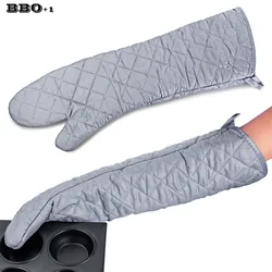 1-2pcs Oven Gloves Long Cotton Oven Mitts BBQ Glove Kitchen Accessories 23In Heat Resistant Anti-hot Baking Gloves Cooking Tool