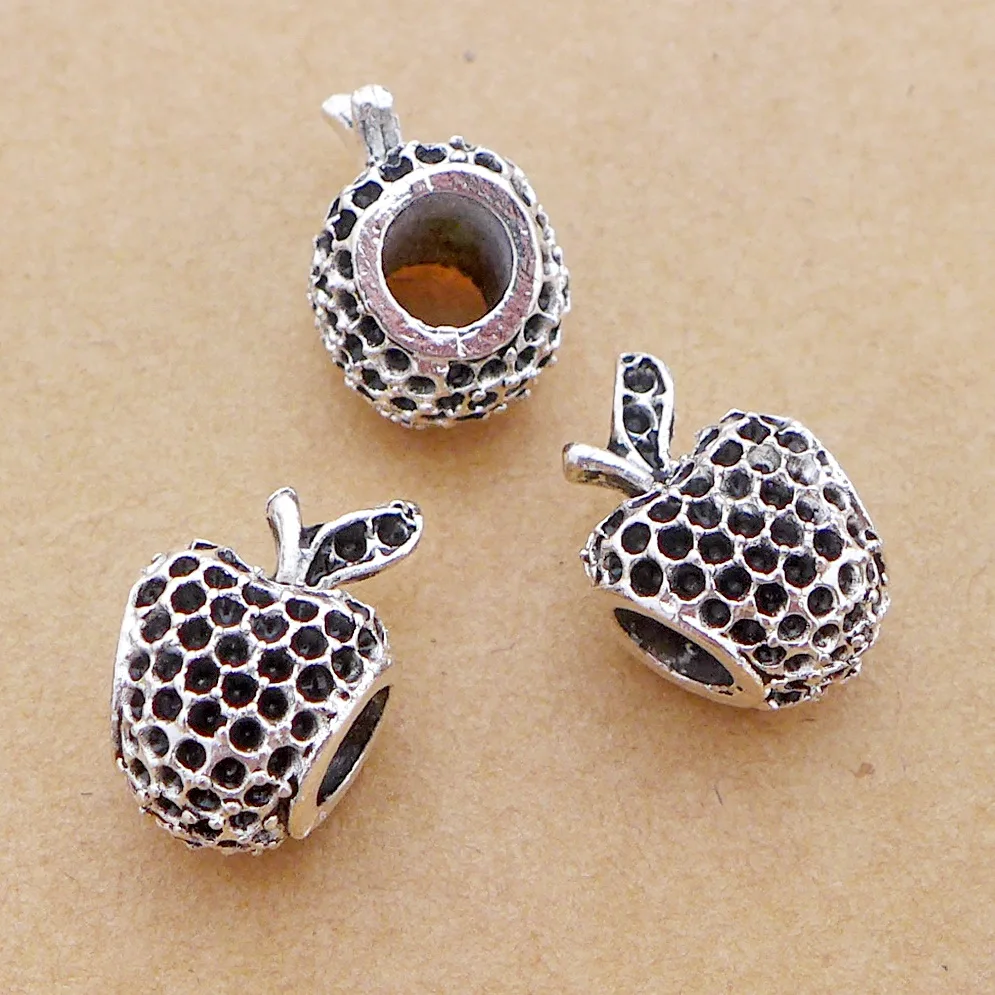 alloy antique silver big hole bead  pineapple bow flower charm diy free shipping 50pcs/lot 5styles top quality