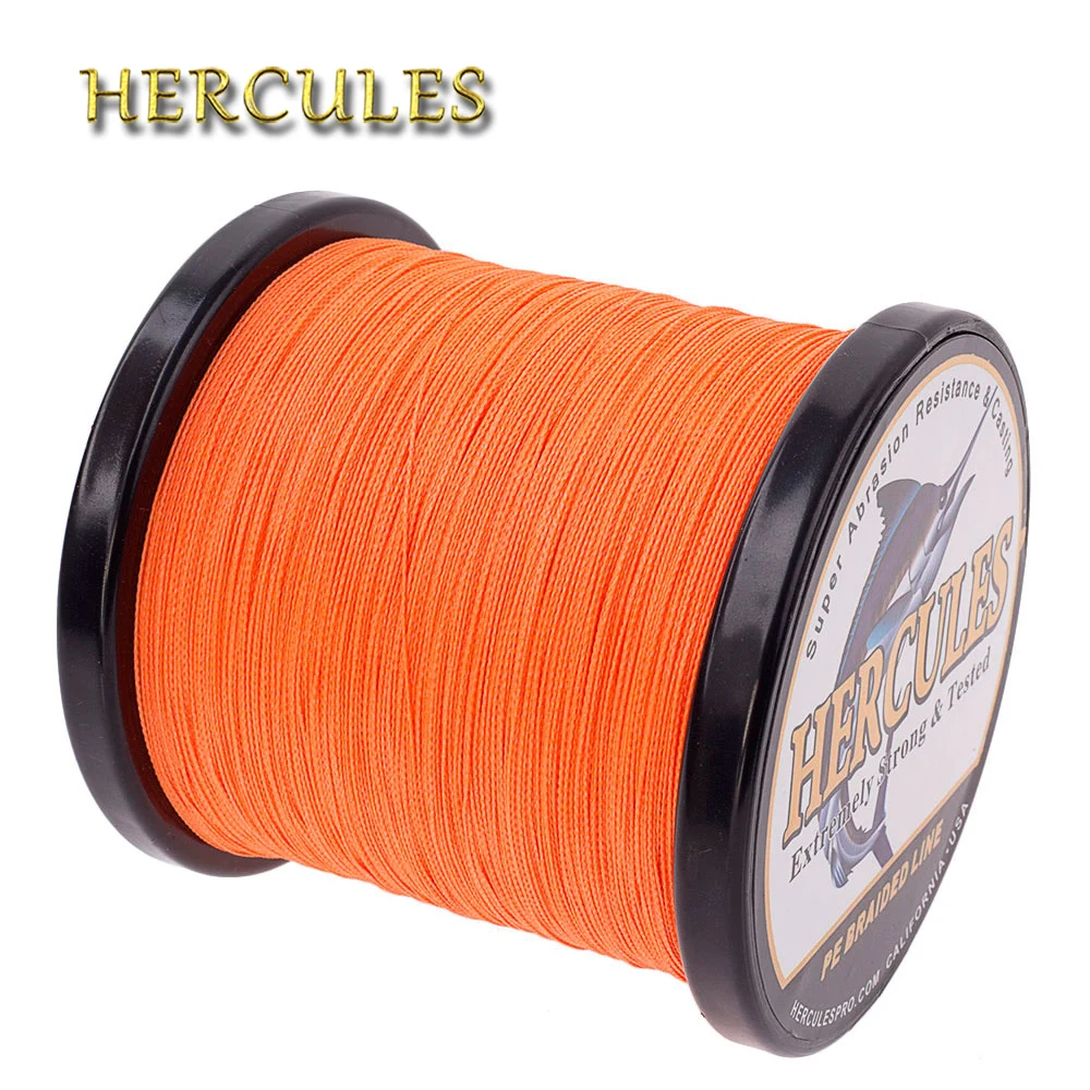 

Hercules 100m- 2000m 4 Strand 10-100LB Braided Fishing Line PE Multifilament Braid Lines 4X Orange Cord Carp Fishing Wire