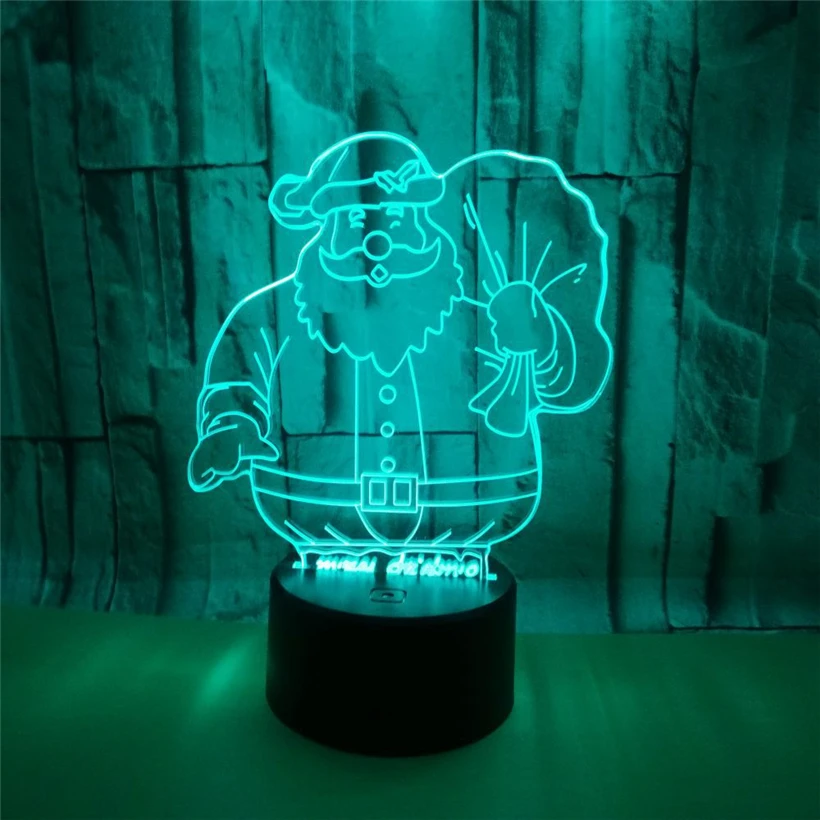 Cute 3D Visual Santa Claus Night Light LED USB Lamp Xmas 7 Color Changeable Home Decration Lights Christmas Gift