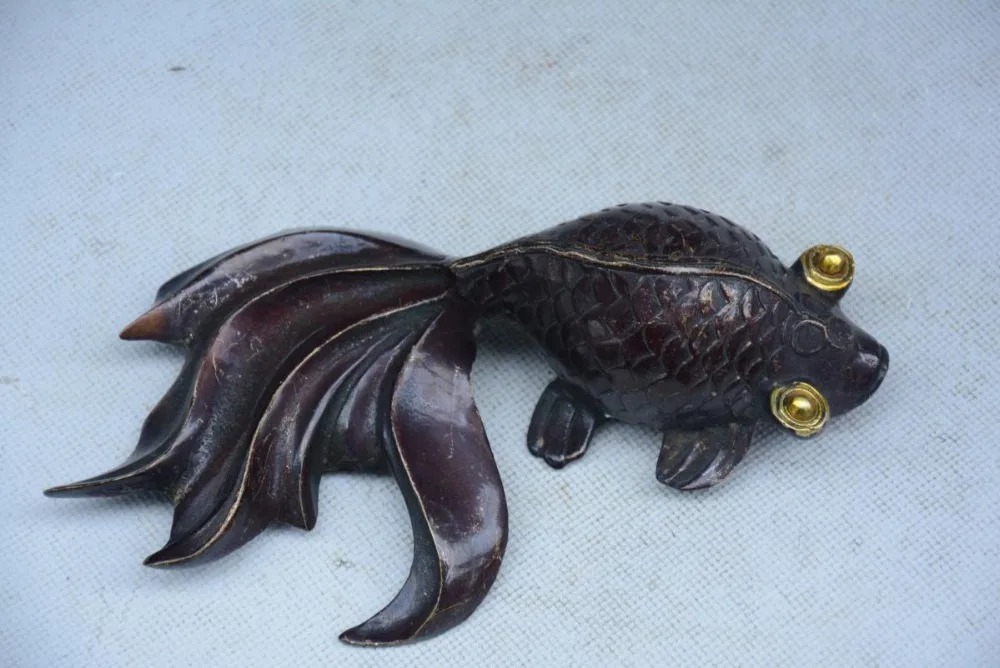 

rare old Ming Dynasty copper goldfish statue,17.5cm(l) ,Decoration,Free shipping