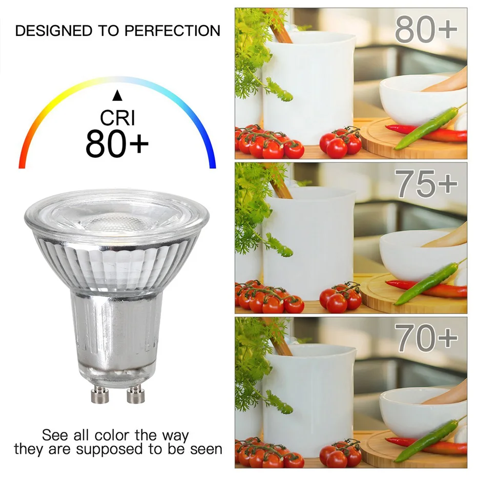 Warm White 2700K GU10 LED bulb No flicker AC100-265V 5W COB Super Bright Spotlight Home Ceiling Fans Replace 50W Halogen Lamps