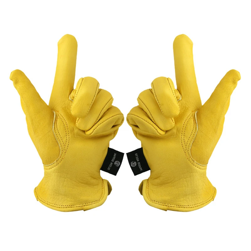 Work Leather Gloves Motorcycle Gardening labouring work 100% Cowhide Leather Safety Working Glove Men&Women 5 Pair