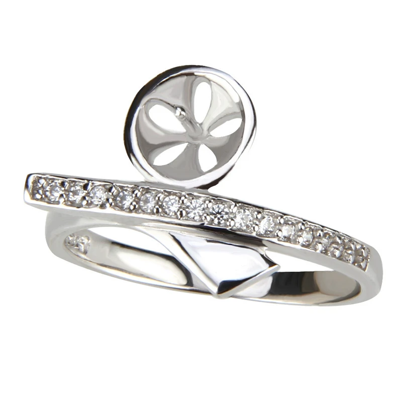 CLUCI 925 Sterling Silver Finger Rings Geometric Zircon Pearl Rings Mounting for Women Fine Jewelry SR1030SB