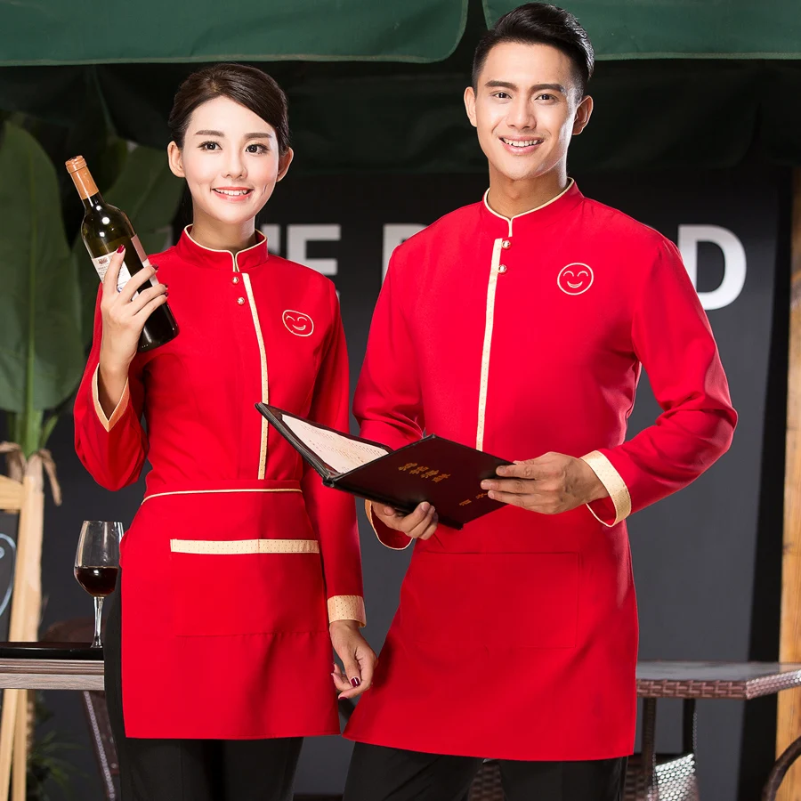 Customized Đen Đồng Phục Khách Sạn Phương Tây Nhà Hàng Waiter Đồng Phục Mùa Thu Mùa Đông Dài Tay Áo Nhà Hàng Trung Quốc Quần Áo Làm Việc 89