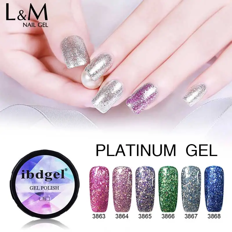 

3pcs ibdgel 8g Top and Base Gel Lacquer Primer Diamond Shiny Platinum Glitter Fast Dry UV Gel Nail Polish