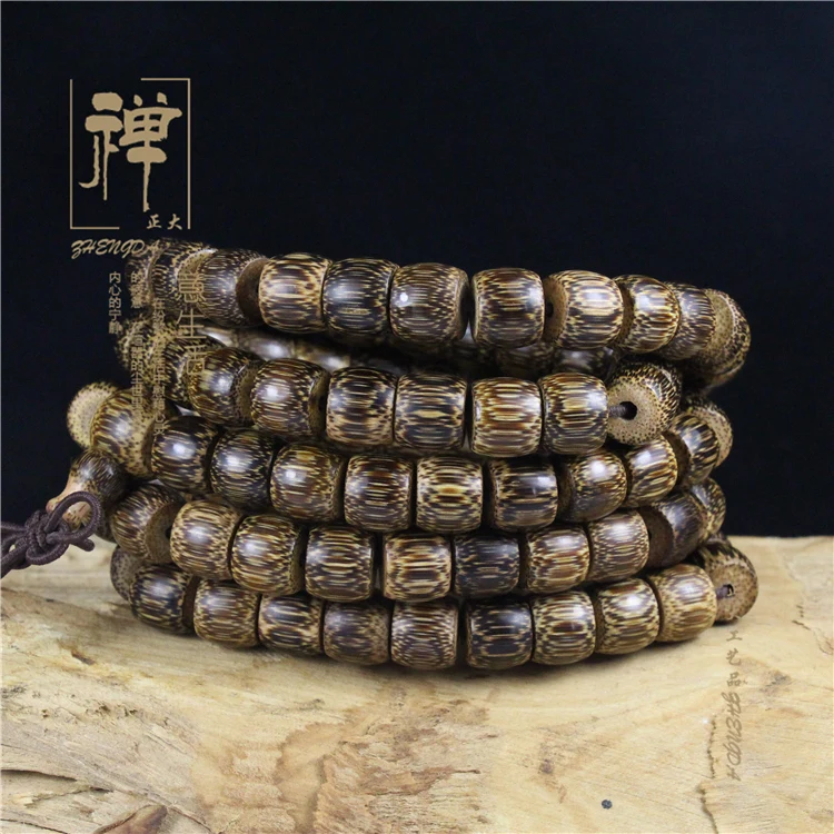 Fine gold bamboo Zongzhu Rosary bracelets 810 12mm drum bead 108 Tibetan bracelets gifts