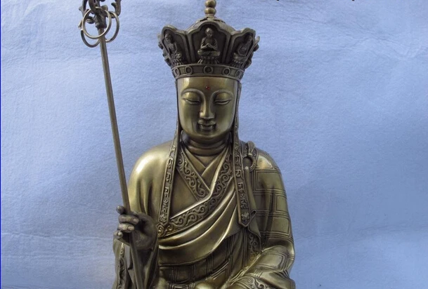 Free Shipping 40cm Tibet Buddhism Temple Refined Brass Copper Jizo Rohan Monk Buddha Statue