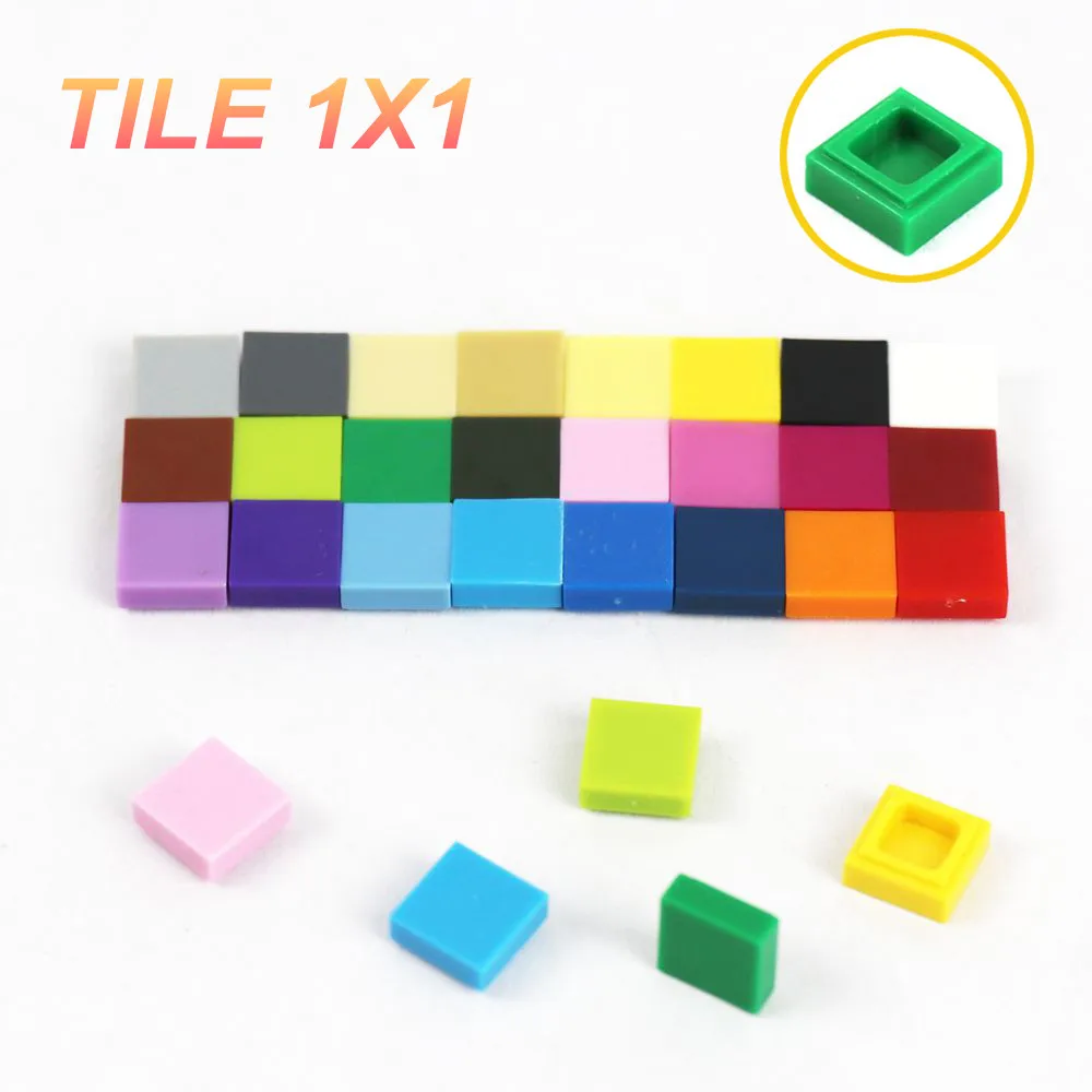 100pcs Flat Tiles 1 x 1 MOC City Building Pieces Parts 3070 DIY Army Truck  Accessory Children Toys Compatible with Small Blocks