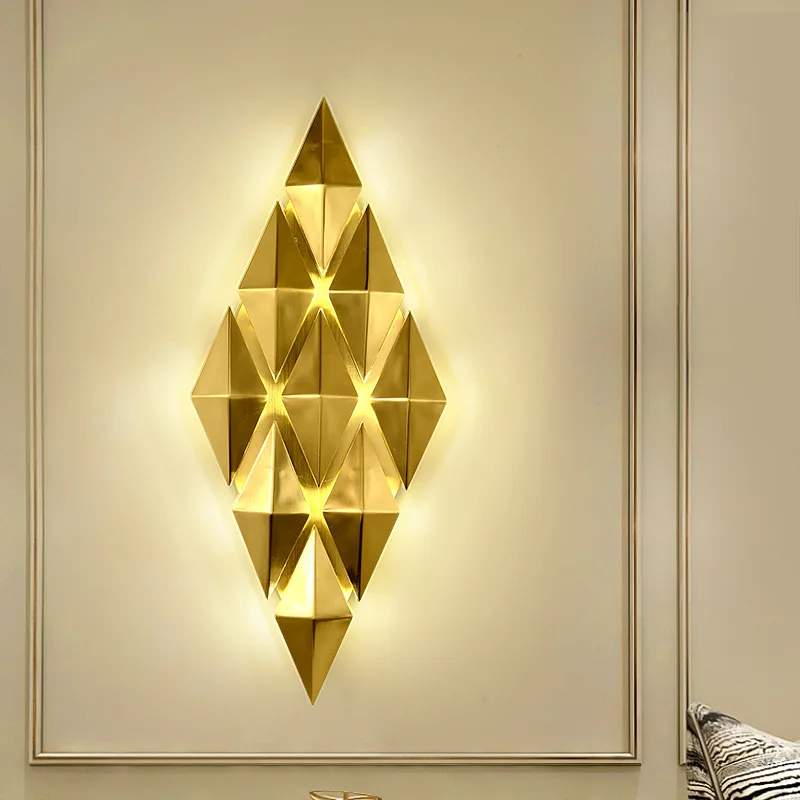 

Creative Foyer Gold Led Wall Lamps Light Bedroom Bedside Aisle Wall Sconce Surface Mount Nordic Loft Wall Decoration 110V/220V