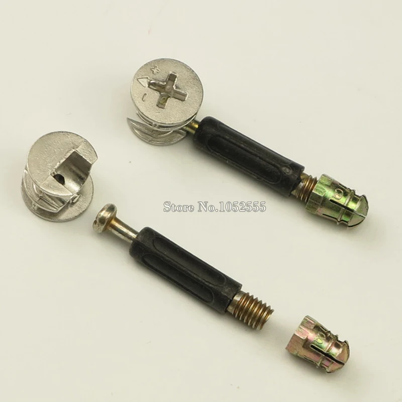 100Set 3 in 1 Furniture Connecting Fittings 40mm Rod Connector Cam Fitting Eccentric Wheel with Dowel and Pre-inserted Nut K218