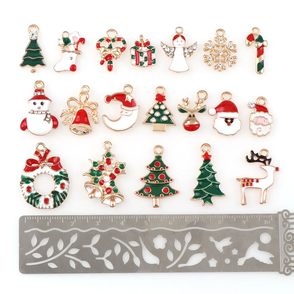 10Pcs Metal alloy Mix Christmas Sets charm For Holiday Decoration DIY Jewellery Pendants Christmas Tree Decoration Festival Deco