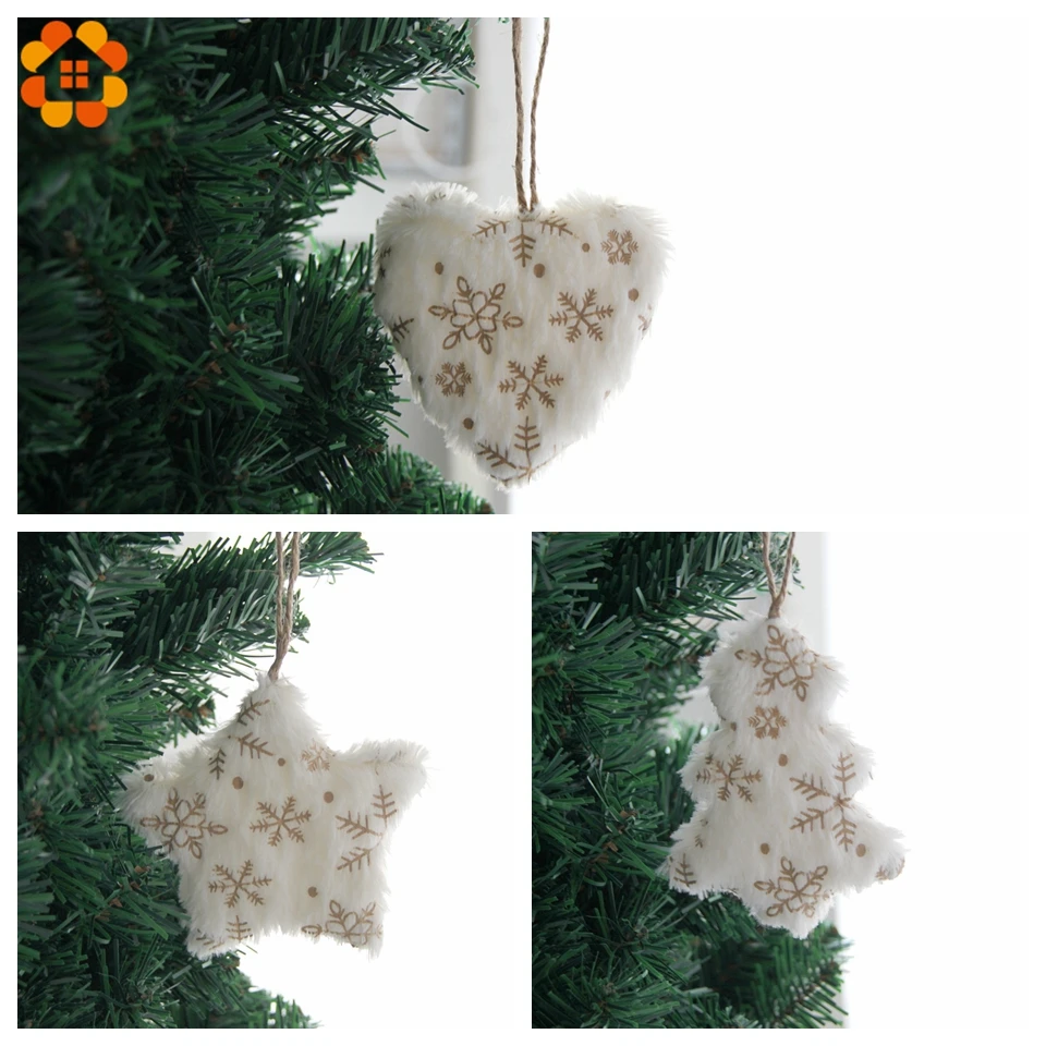 Pendentif mignon blanc et or en forme de cœur, d'étoile et d'arbre, ornements pour la maison, fournitures de décoration de fête de noël, cadeau pour enfant, 1 pièce