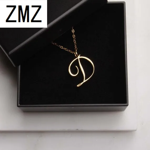 

ZMZ 50pcs/lot 2019 Europe/US fashion English letter pendant lovely letter D text necklace gift for mom/girlfriend party jewelry