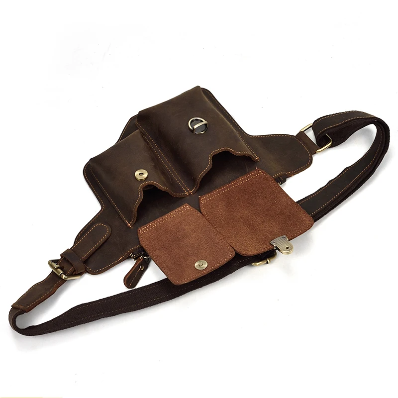 Men Genuine Leather waist Packs Fanny Pack Belt Bag Phone Pouch Mini Travel Chest Bag Male Small Crossbody Bag Leather Pouch