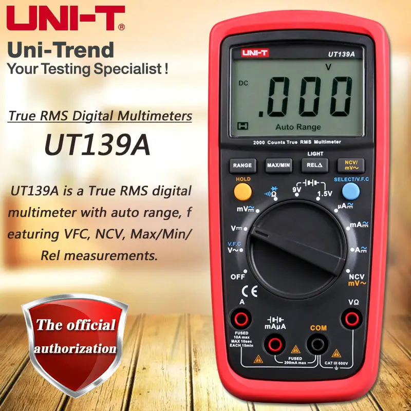 UNI-T UT139A/B/C True RMS Digital Multimeter; VFC Frequency Measurement/NCV Testing