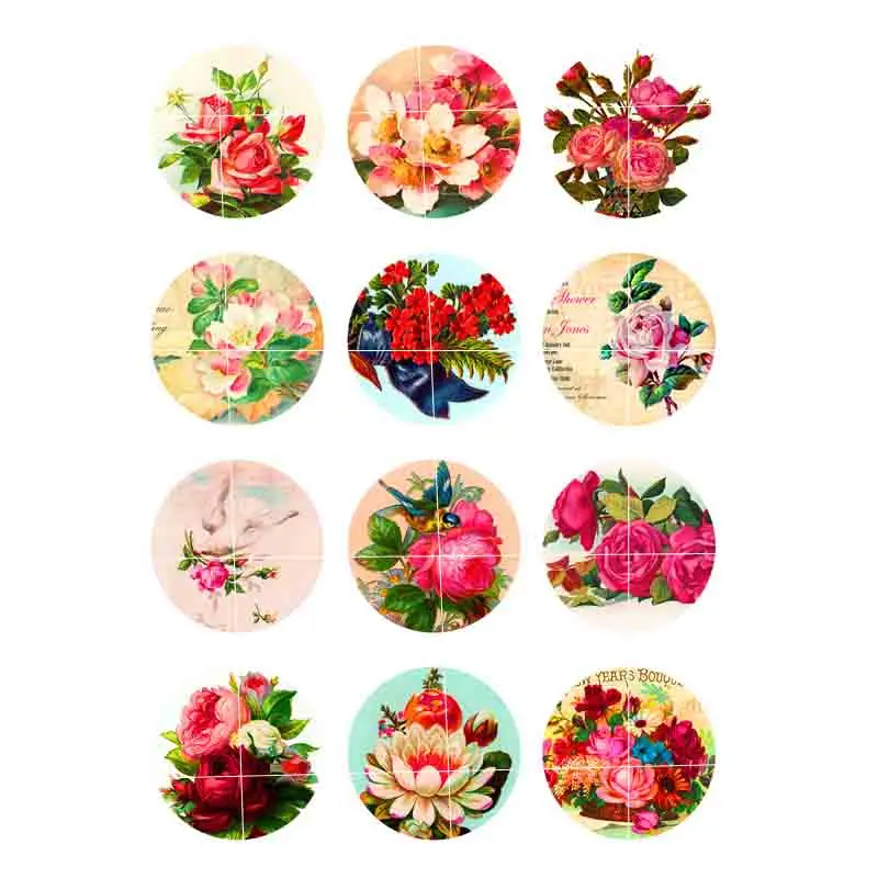 

10mm 12mm 16mm 20mm 25mm 30mm 205 Flower Mix Round Glass Cabochon Jewelry Finding 18mm Snap Button Charm Bracelet