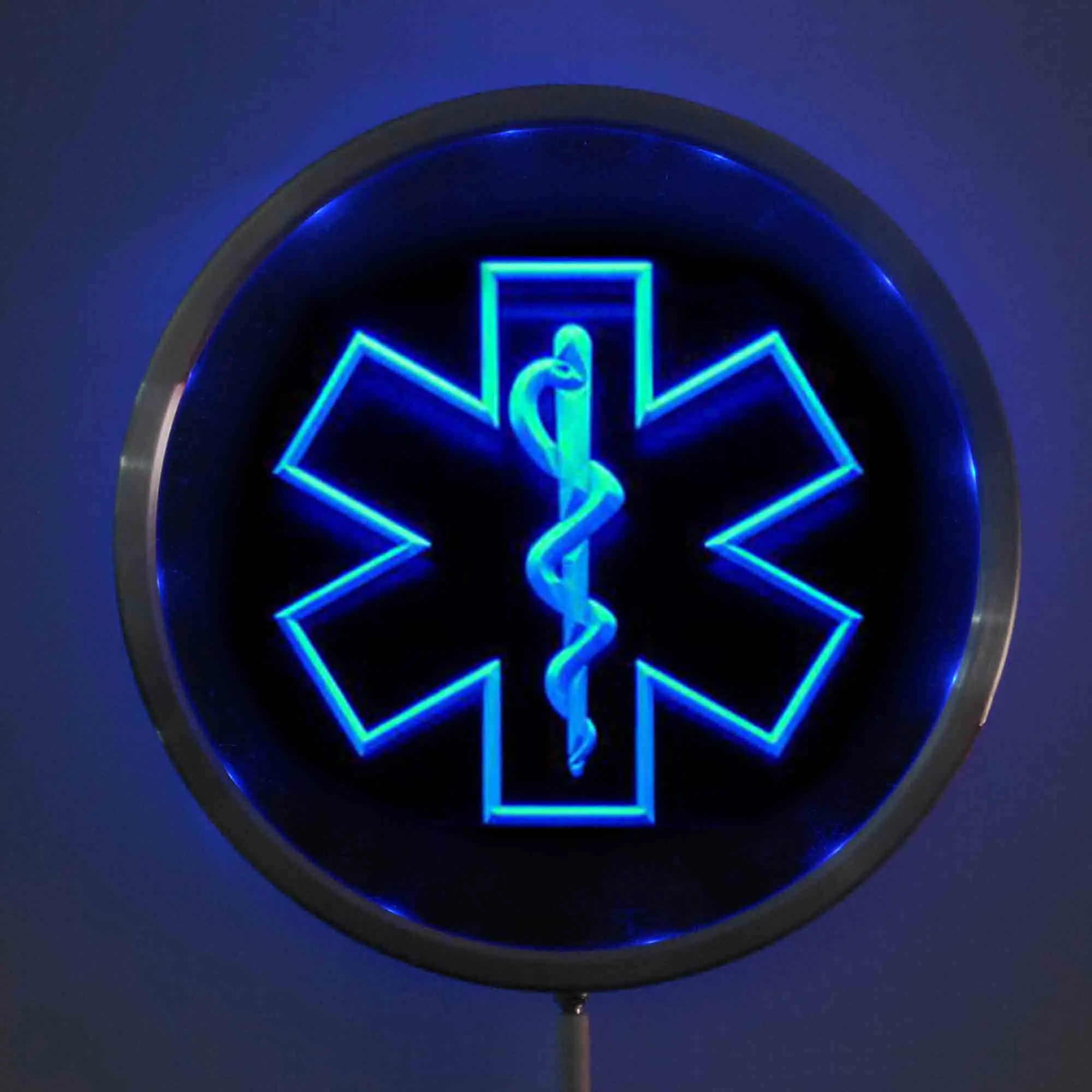 rs-0714 EMS Paramedic Medical Services LED Neon Round Signs 25cm/ 10 Inch - Bar Sign with RGB Multi-Color Remote Wireless