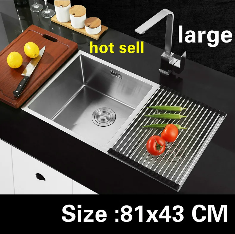 

Free shipping Household kitchen manual sink double groove do the dishes vogue 304 stainless steel hot sell 81x43 CM