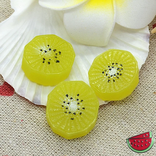 Miniature Food kiwi fruit 10PCS 19mm Resin Flatback Cabochon Art Supply Decoration Charm Craft