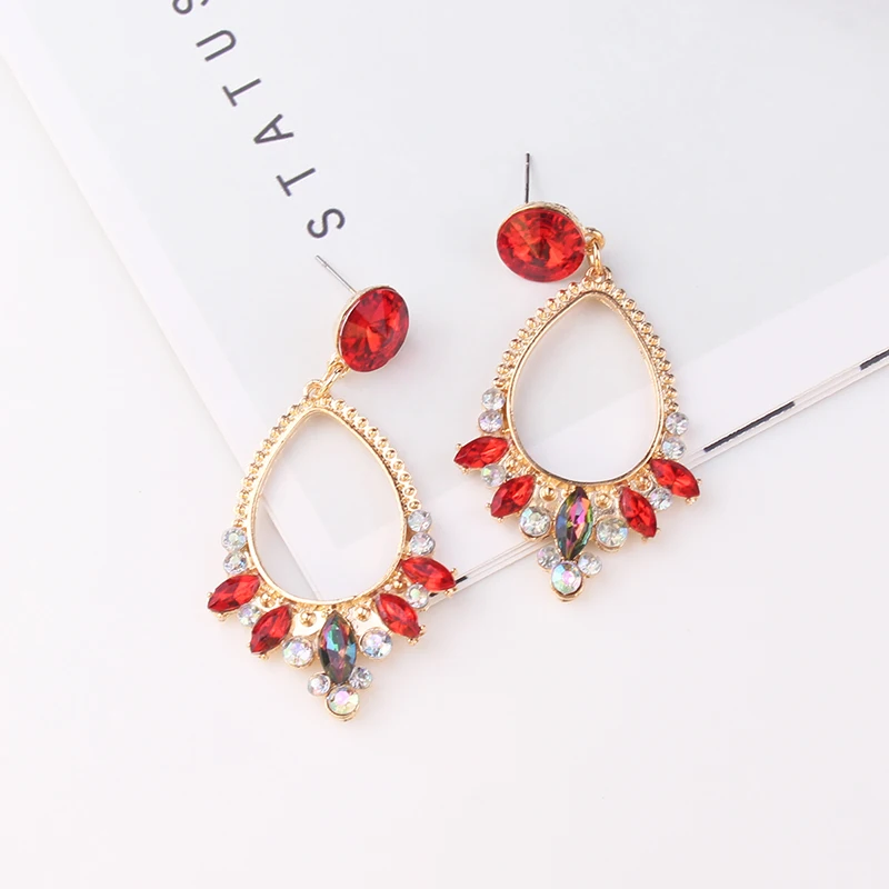 Beautiful Fashion Flower Crystal Drop Earrings Jewelry Full Austrian Rhinestone Crystal Drop Earrings for Women Gift New